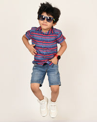 Sassy Boho Boys Blue Shirt From The Sibling Collection