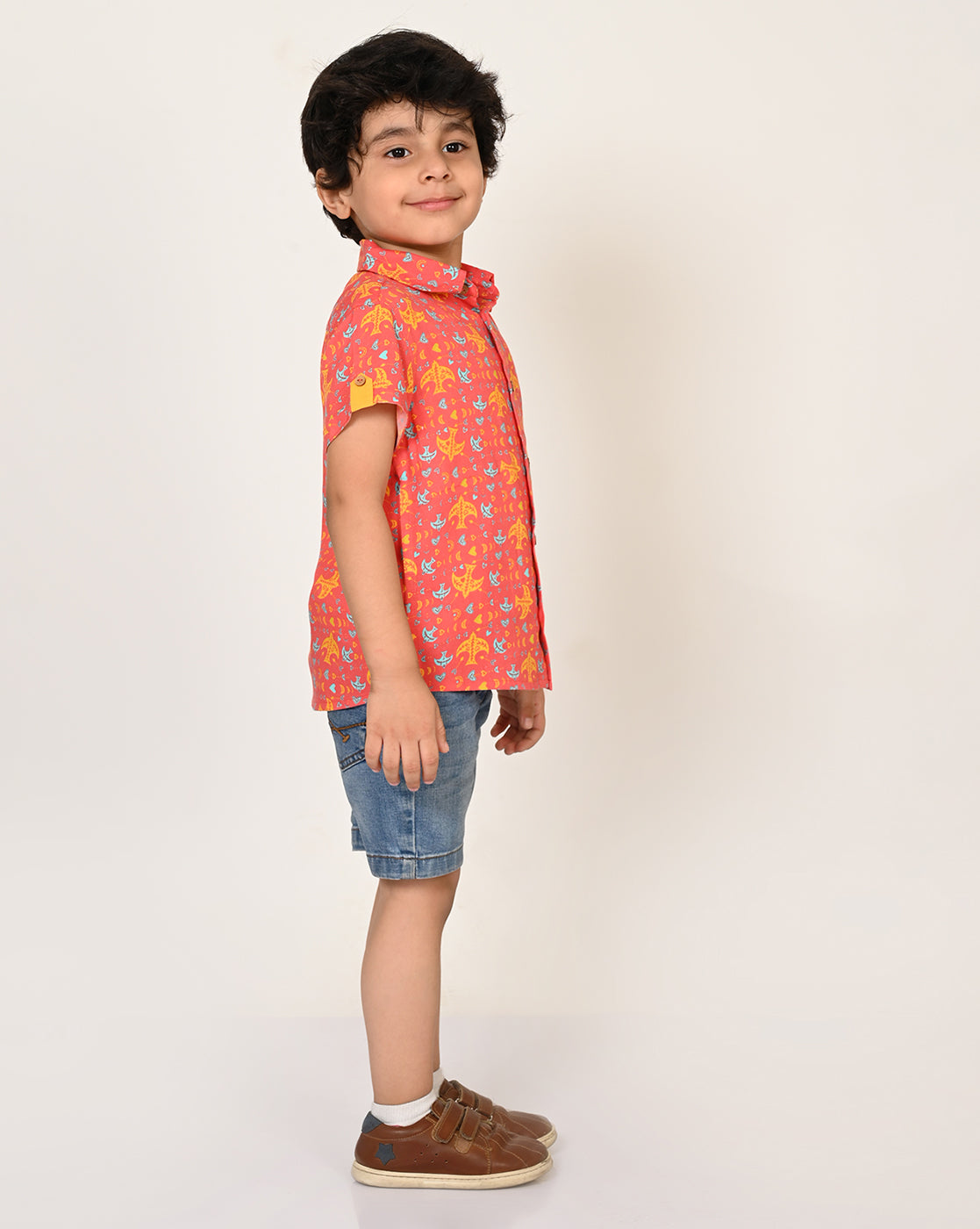 Sassy Boho Boys Orange Shirt From The Sibling Collection