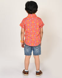 Sassy Boho Boys Orange Shirt From The Sibling Collection