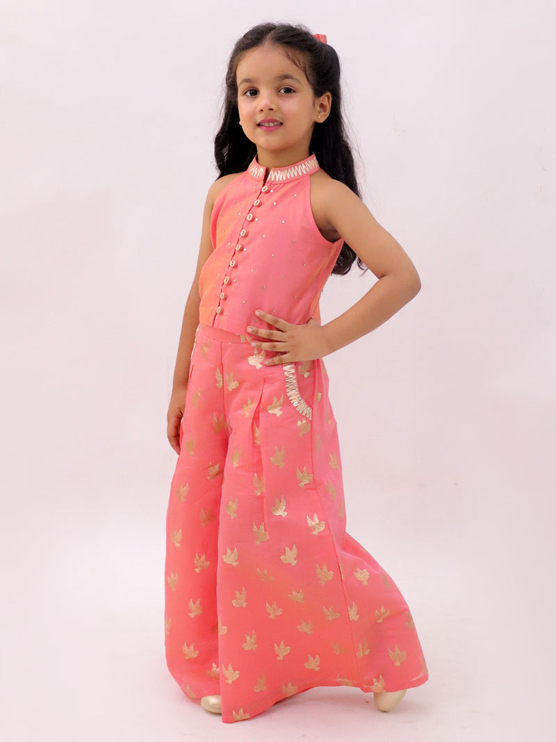 Mishti Peach Top and Pant Set For Girls