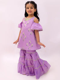 Mishti Purple Kurta and Sharara Set For Girls