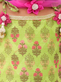 Khilkhilahat Green Kurta Sharara with Pink Dupatta Set For Girls