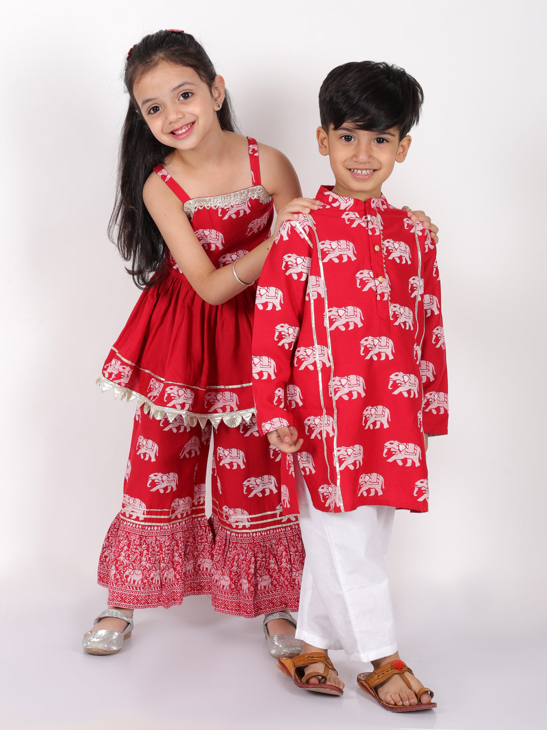 Trunk Tales Boys Red Kurta with Pant