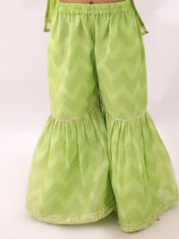 Khilkhilahat Green Kurta Sharara with Pink Dupatta Set For Girls
