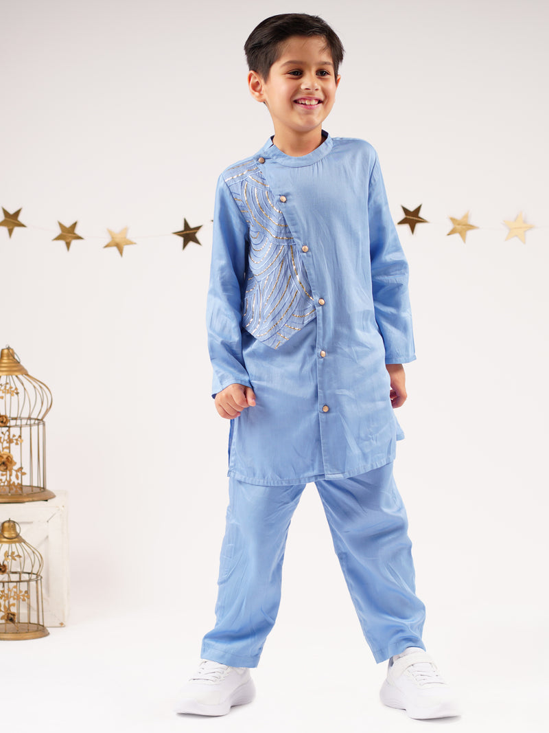 Bollywood Tadka Blue Kurta Pant Set For Boys
