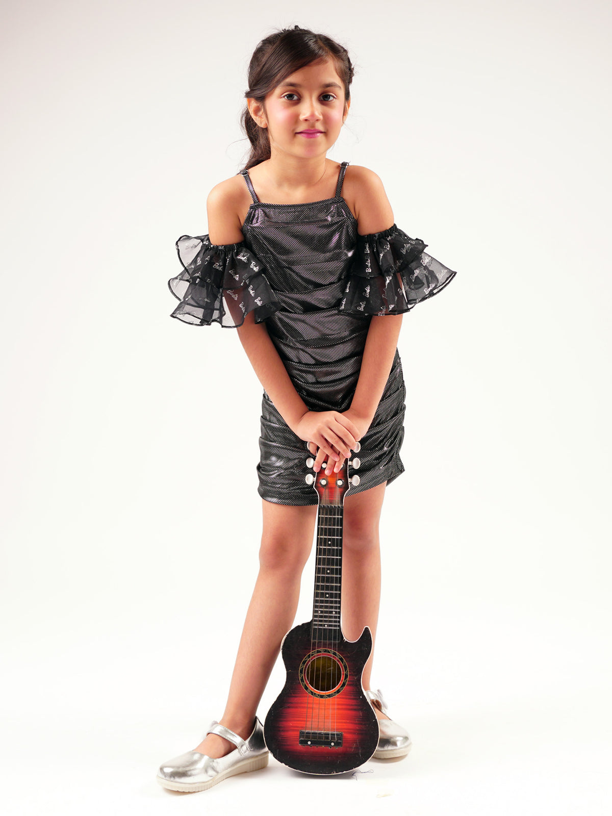 Lil Drama's Barbie Black Shimmer Rockstar Dress For Young Girls