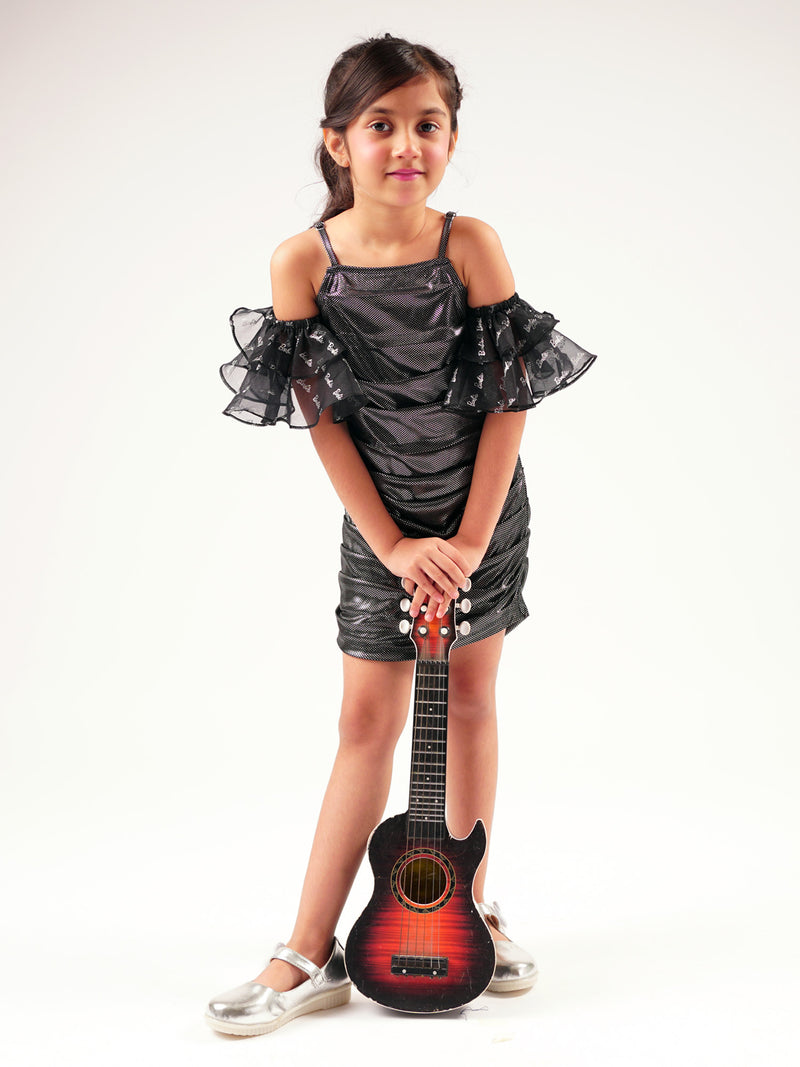 Lil Drama's Barbie Black Shimmer Rockstar Dress For Young Girls