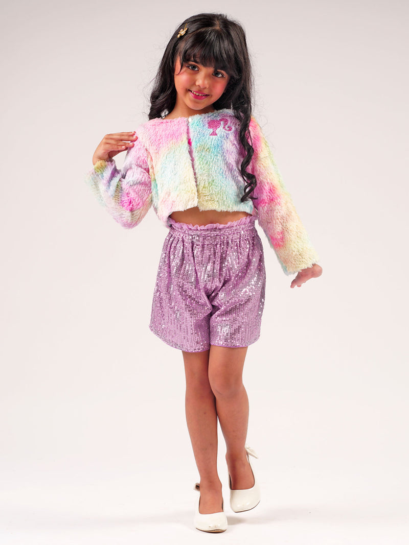 Lil Drama's Barbie Multi Color Fur Ballerina Shrug For Young Girls