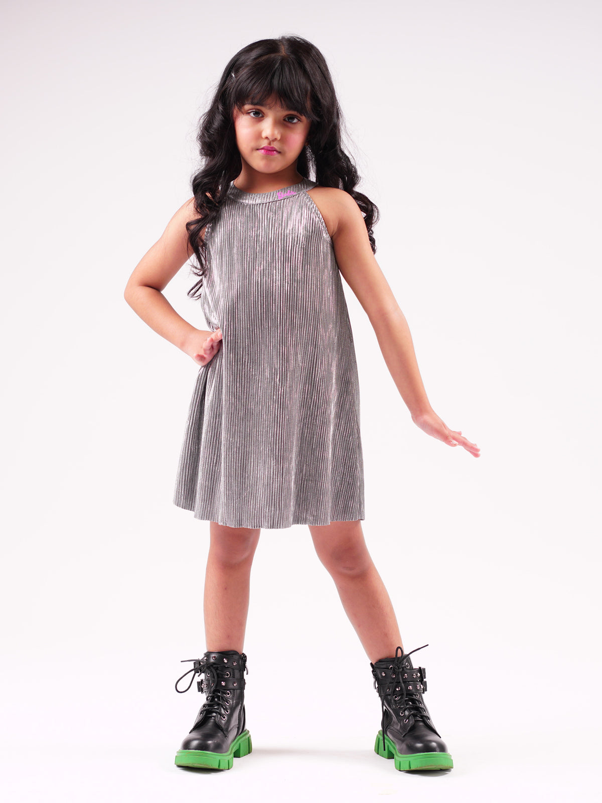 Lil Drama's Barbie Silver Shimmer Rockstar Dress For Young Girls