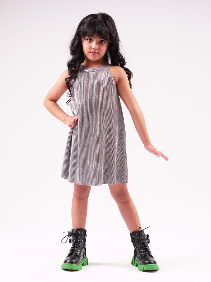 Lil Drama's Barbie Silver Shimmer Rockstar Dress For Young Girls