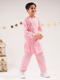 Bollywood Tadka Pink Kurta Pant Set For Boys
