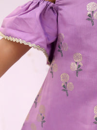 Mishti Purple Kurta and Sharara Set For Girls