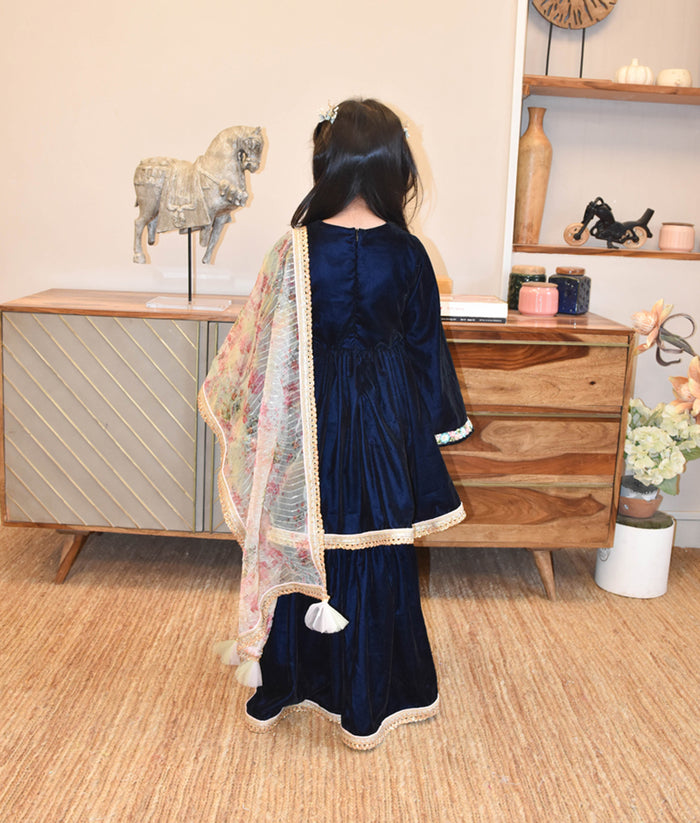 Blue Kurti With Palazzo Pant