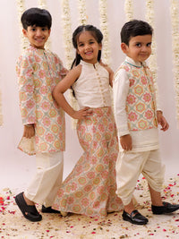 Mishti Off White Top and Pant Set For Girls