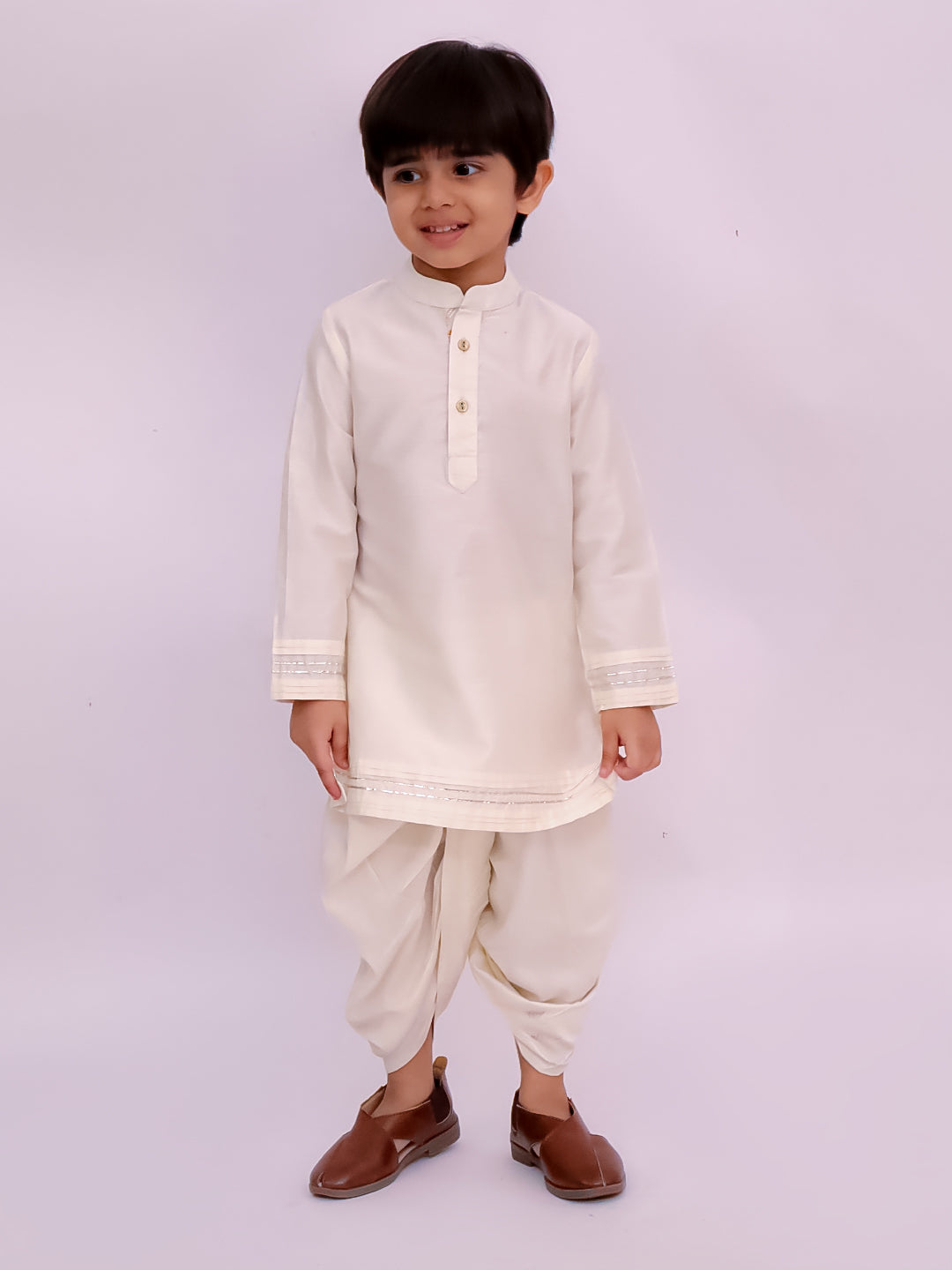 Mishti White Kurta Dhoti and Jacket For Boys