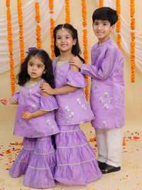 Mishti Purple Kurta and Sharara Set For Girls