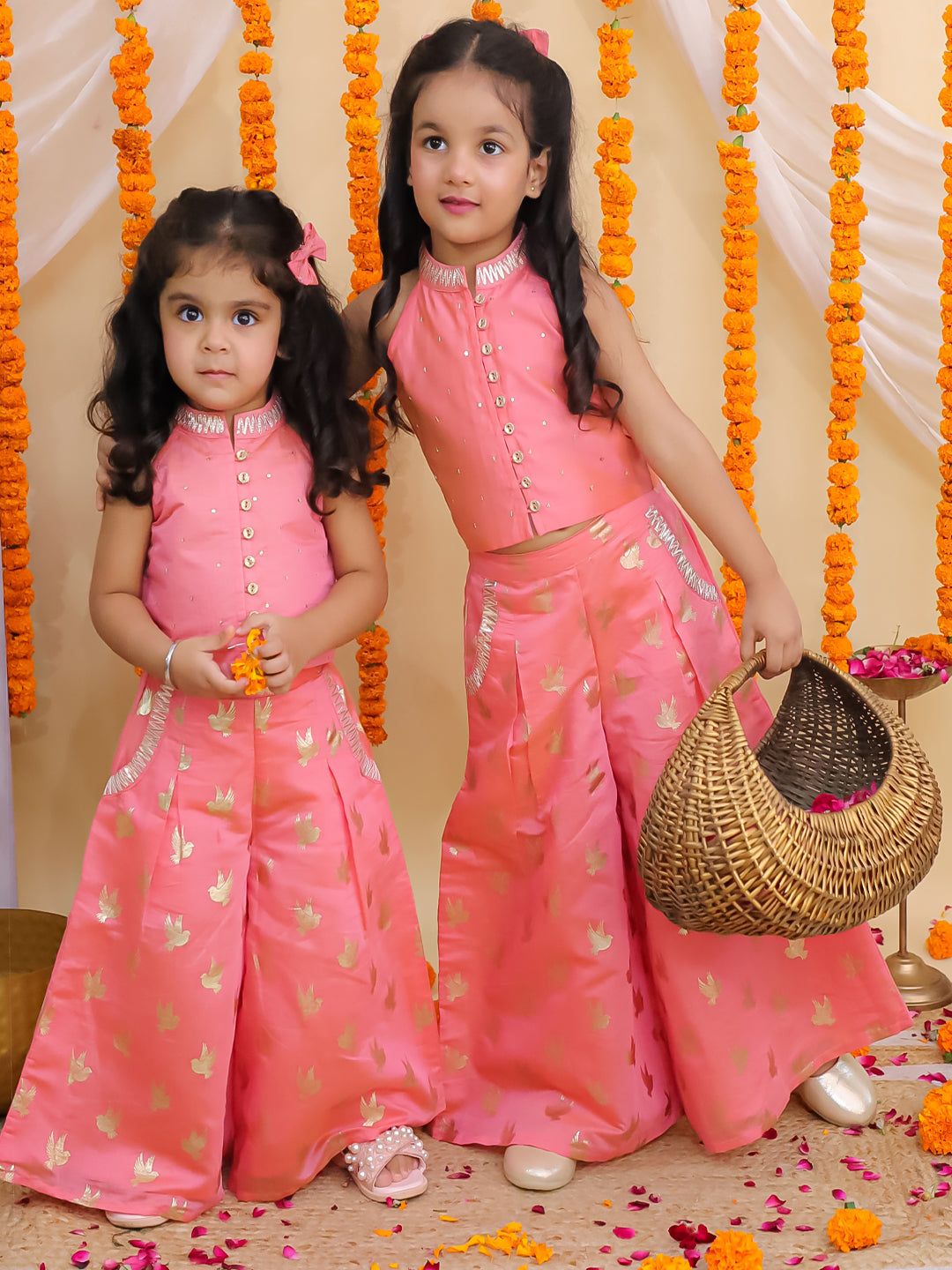 Mishti Peach Top and Pant Set For Girls
