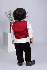 Marun Waist Coat With Ladybird Applique
