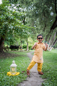 Mustard Yellow Pathani Kurta Set