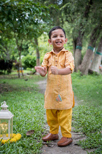 Mustard Yellow Pathani Kurta Set