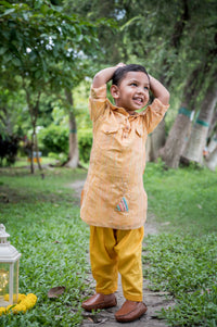 Mustard Yellow Pathani Kurta Set