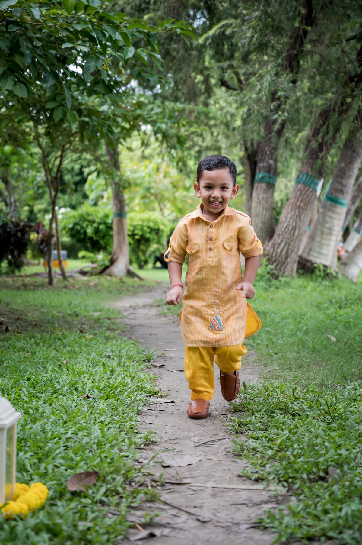 Mustard Yellow Pathani Kurta Set