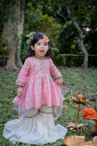 Pink Kurta And Sharara Set With Dupatta