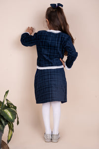 CHEQUERED CORDUROY COORD SKIRT & JACKET SET
