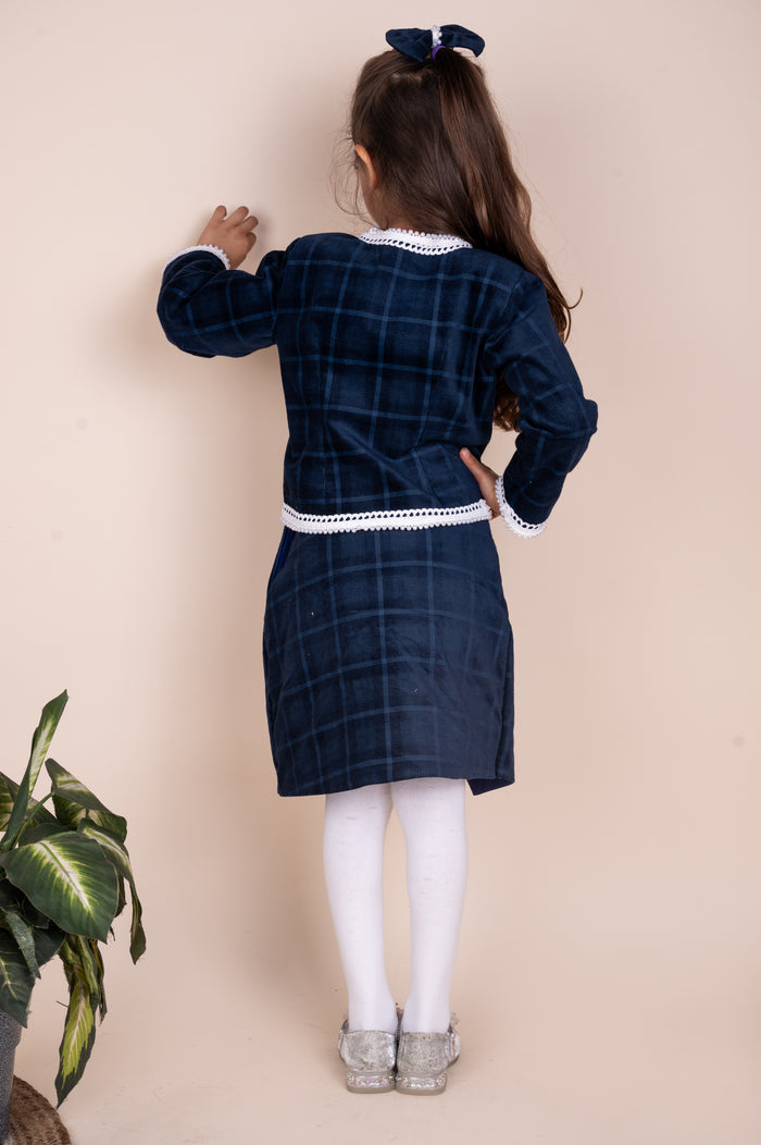 CHEQUERED CORDUROY COORD SKIRT & JACKET SET
