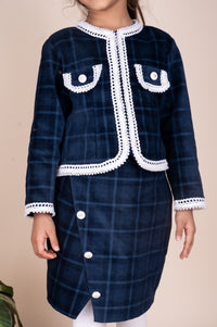 CHEQUERED CORDUROY COORD SKIRT & JACKET SET