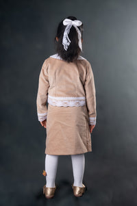 BEIGE FLAP COLLAR JACKET & SKIRT SET