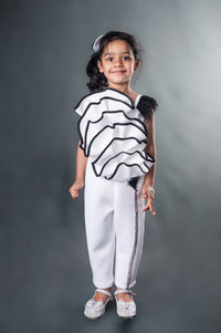 BLACK WHITE FAN JUMPSUIT