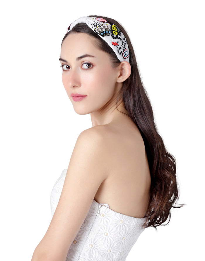 Alba Graffiti White Embellished Headband
