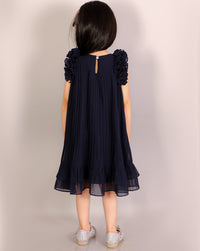 Glam Up Girls Navy Pleating Party Dress