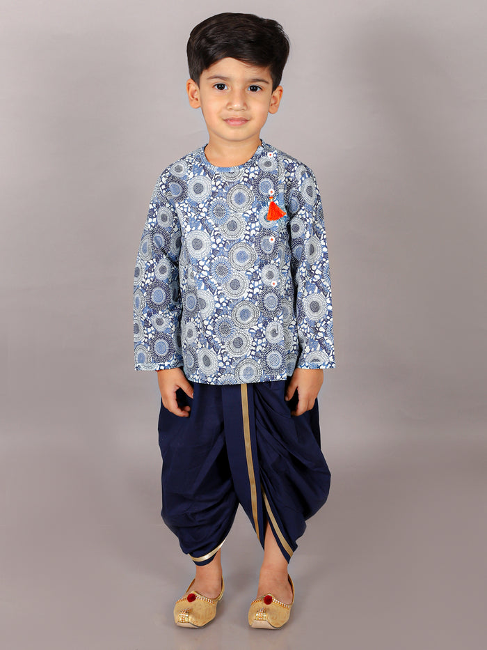 Folklore Boys Navy Kurta With Dhoti
