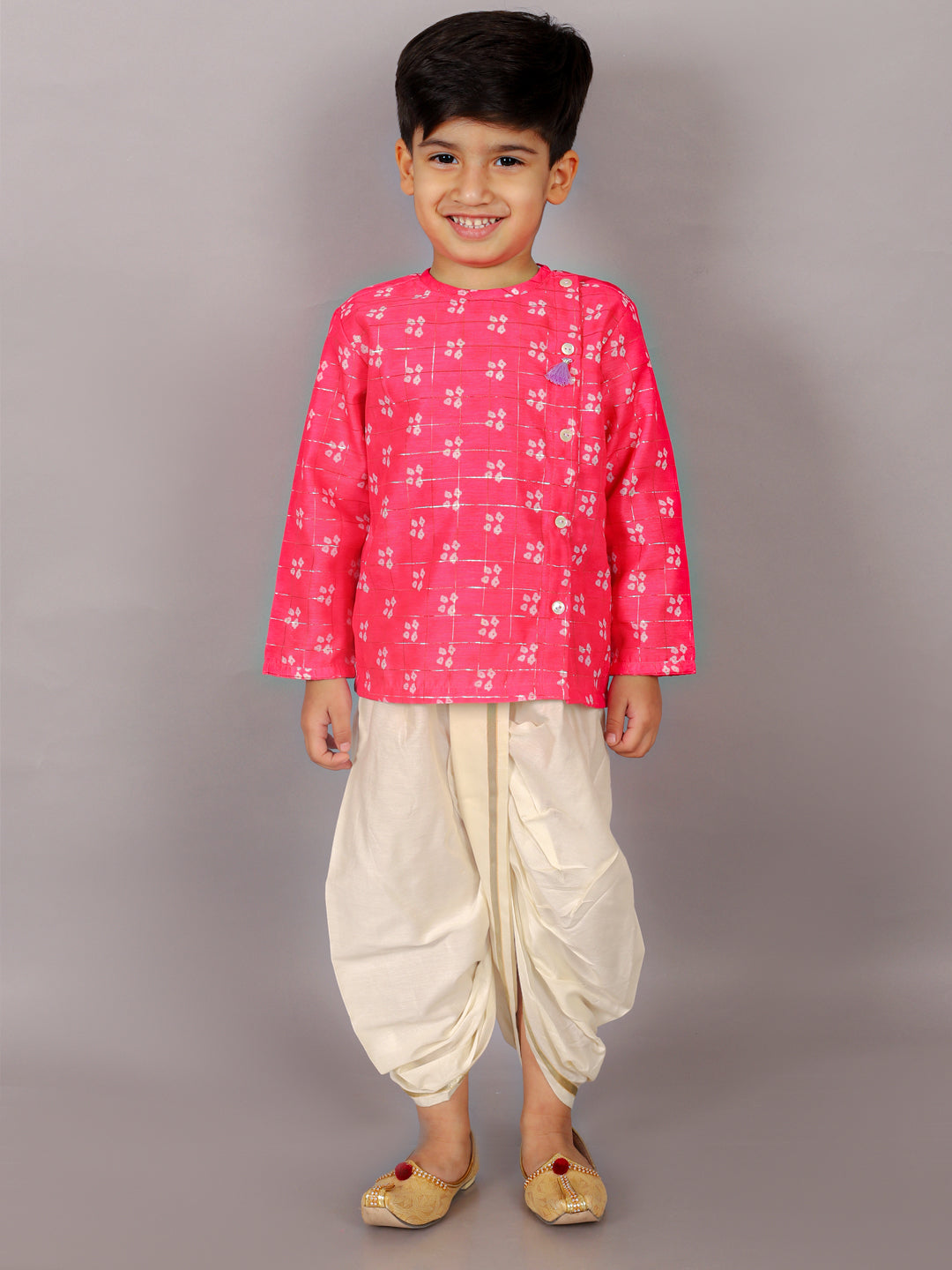 Folklore Boys Pink Kurta With Dhoti