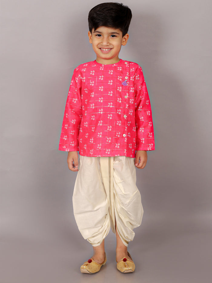 Folklore Boys Pink Kurta With Dhoti