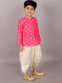 Folklore Boys Pink Kurta With Dhoti