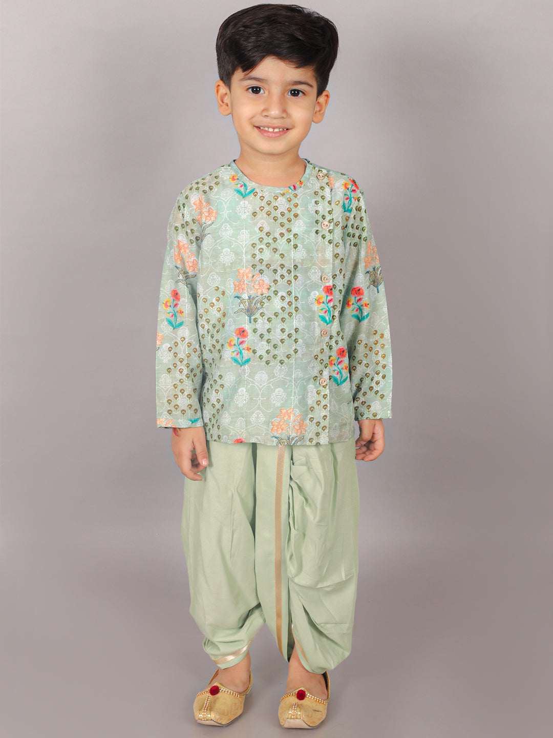 Fusion Fair Boys Green Kurta With  Dhoti