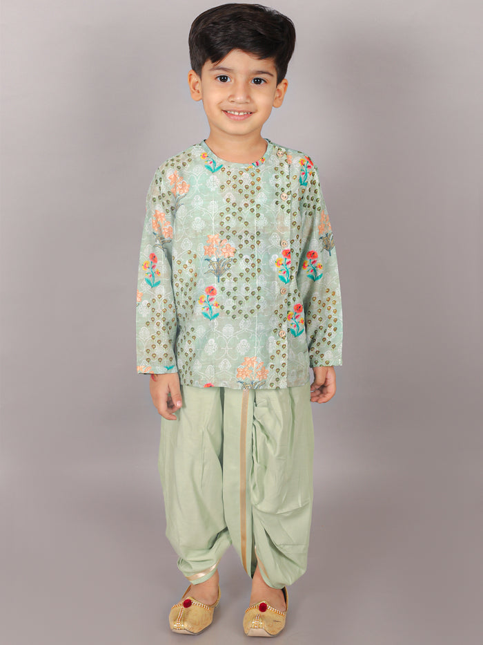 Fusion Fair Boys Green Kurta With  Dhoti