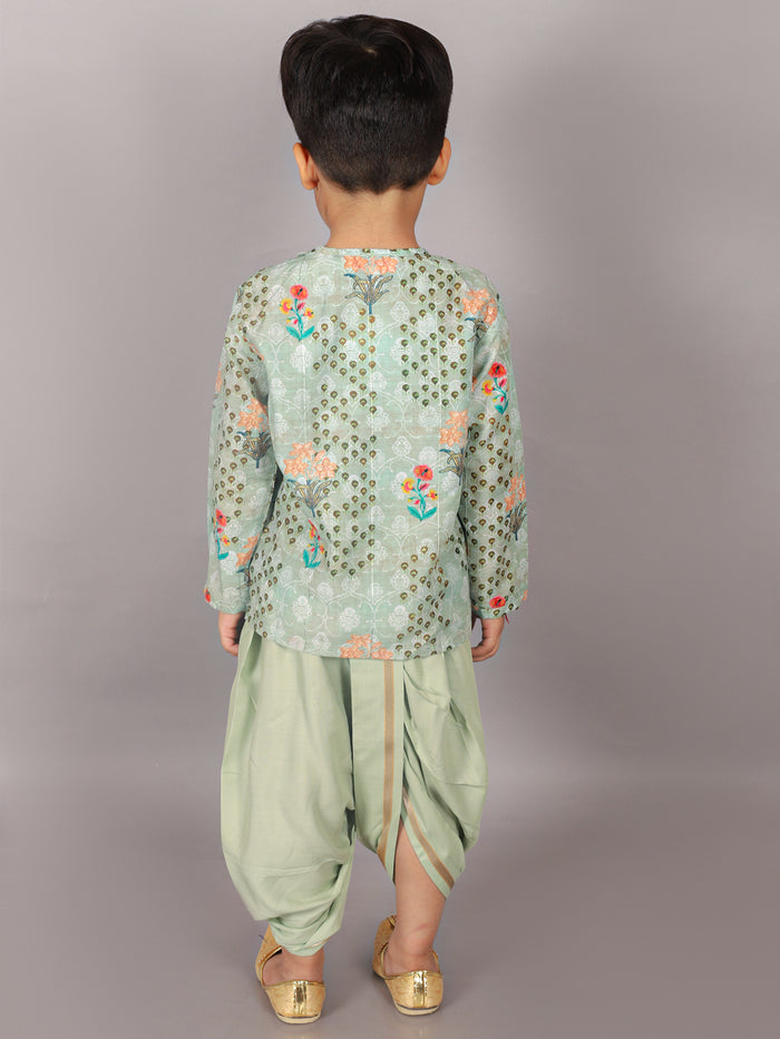 Fusion Fair Boys Green Kurta With  Dhoti