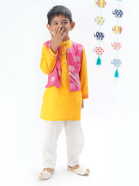 Trunk Tales Boys Yellow Kurta Jacket And Pant