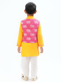 Trunk Tales Boys Yellow Kurta Jacket And Pant