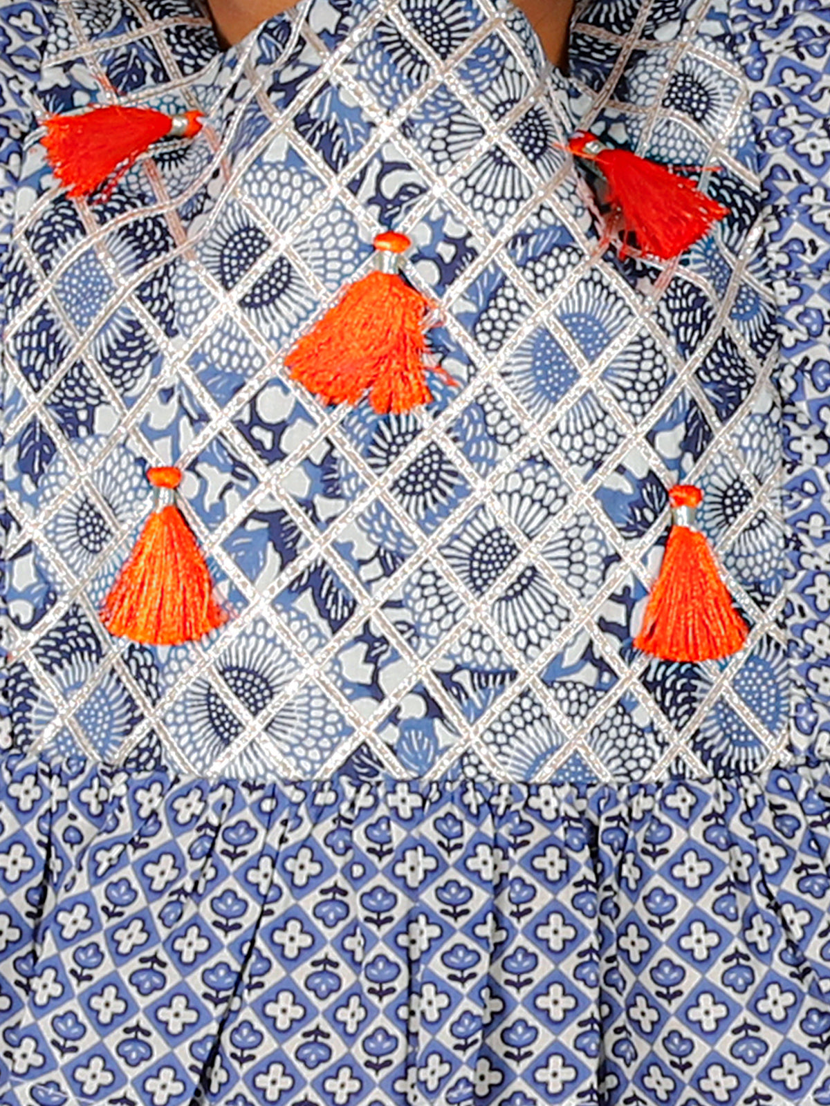 Folklore Girls Blue Crop Top with Dhoti Co-ordinate Set