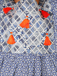 Folklore Girls Blue Crop Top with Dhoti Co-ordinate Set