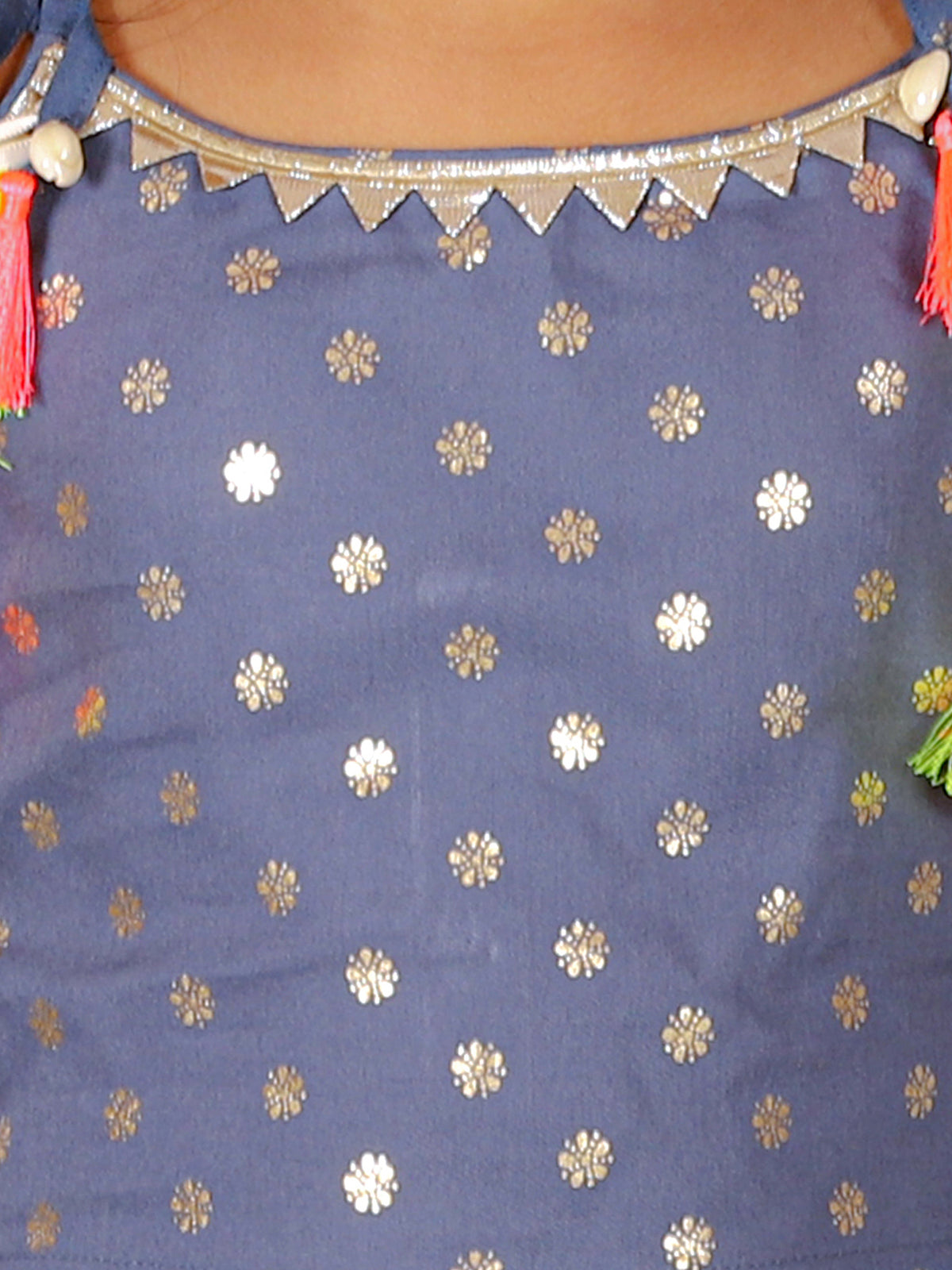 Fusion Fair Girls Blue Crop Top With Dhoti Co-ordinate Set