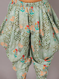 Fusion Fair Girls Green Crop Top With Dhoti Co-ordinate Set