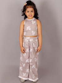 Fusion Fair Girls Grey Crop Top with Pants Co-ordinate Set