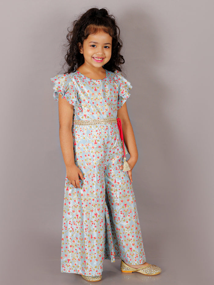Folklore Girls Blue Flared Jumper