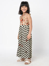 Chromatic Fusion Girls Black & White Stripe Hand Embroidery Jumper